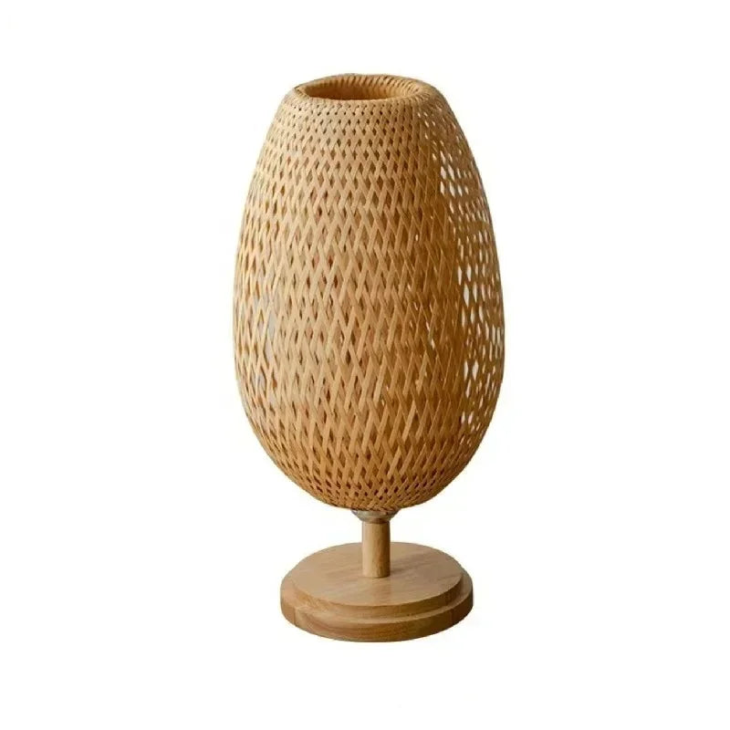 Modern Handwoven Bamboo Table Lamp – Natural Light & Minimalist Home Décor