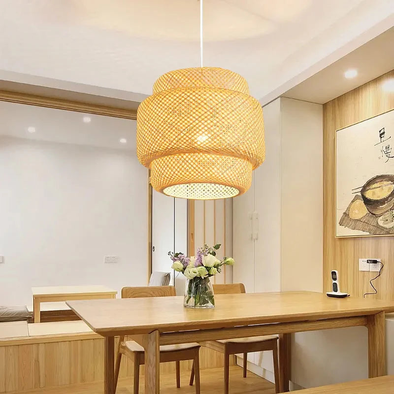 Handmade Bamboo Pendant Light – Handwoven Natural Bedroom, Dining Room & Living Spaces