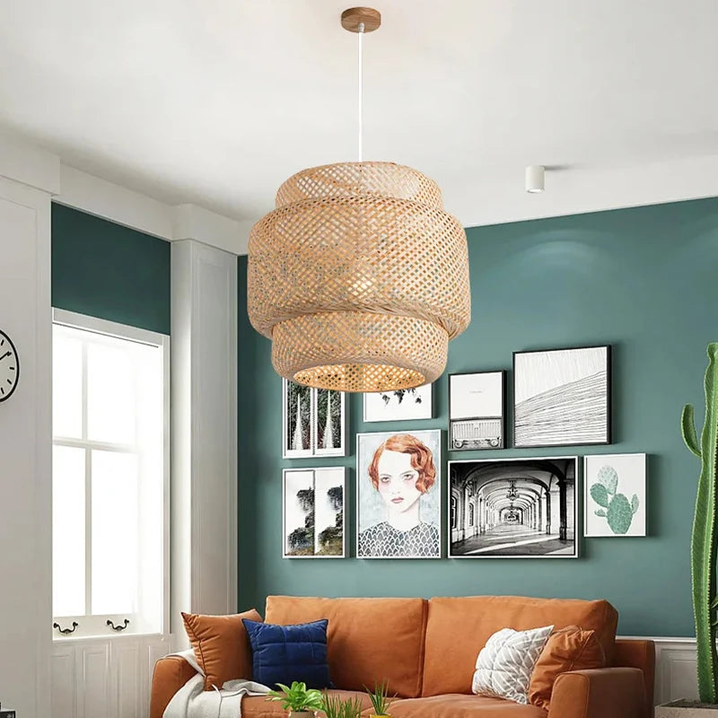 Handmade Bamboo Pendant Light – Handwoven Natural Bedroom, Dining Room & Living Spaces