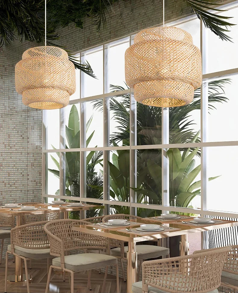 Handmade Bamboo Pendant Light – Handwoven Natural Bedroom, Dining Room & Living Spaces